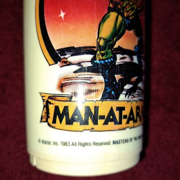 Vtg 1983 Mattel Masters of the Universe Man-at-Arms&Beast Man Plastic Deka Cup - Picture 10 of 12